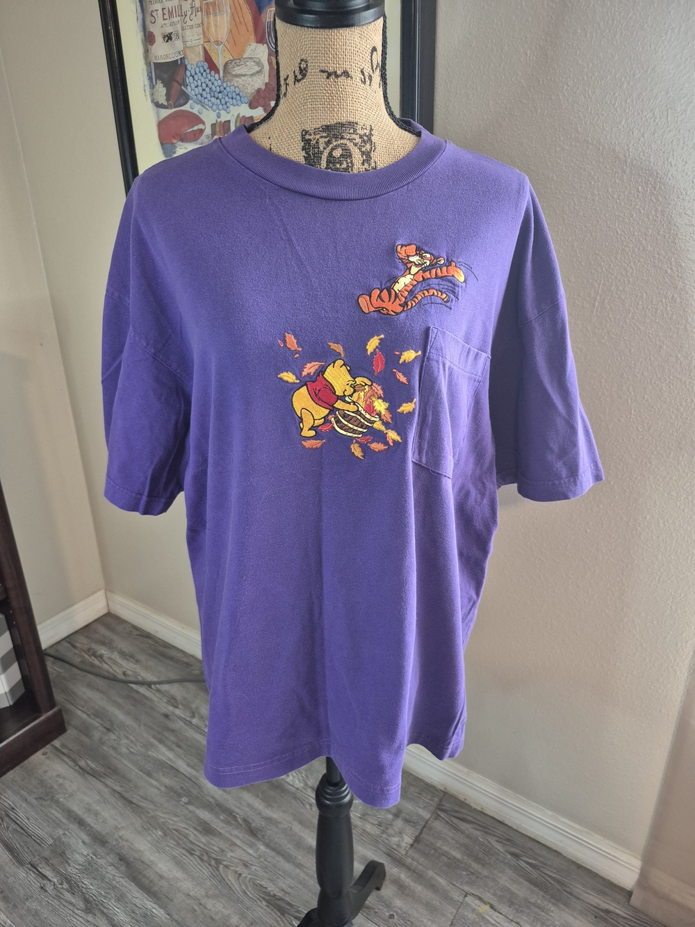 Vintage 90s Disney Purple Winnie the Pooh & Tigger Pocket Tee